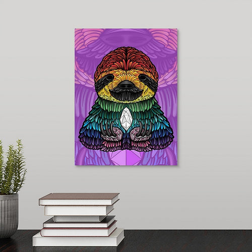 Rainbow “Crystal Sloth” Canvas print